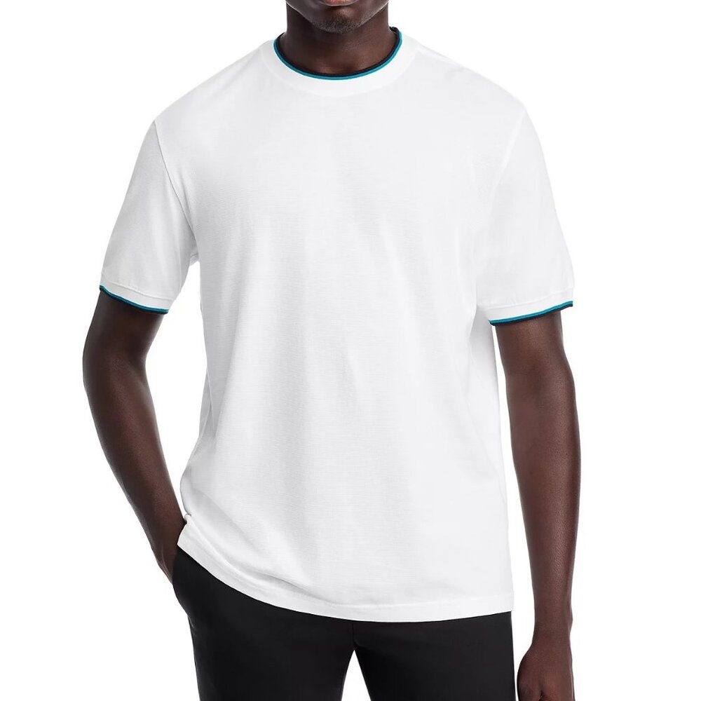 PS Paul Smith Mens Size S White Contrast Trim 2 Tone Tipped Crew Tee NWT MSRP 95